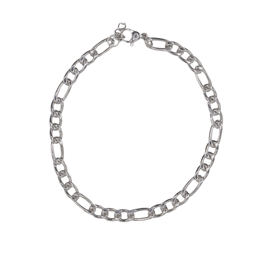 Figaro Chain Bracelet- Silver
