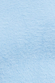 Blue Knit Top Long Sleeve Square Neck