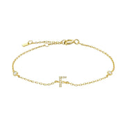 Mini Crystal Initial Bracelet - Gold