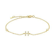 Mini Crystal Initial Bracelet - Gold