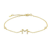 Mini Crystal Initial Bracelet - Gold
