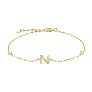 Mini Crystal Initial Bracelet - Gold