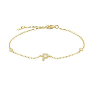 Mini Crystal Initial Bracelet - Gold