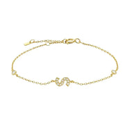 Mini Crystal Initial Bracelet - Gold