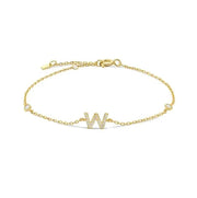 Mini Crystal Initial Bracelet - Gold