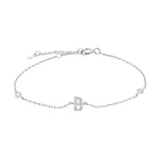 Mini Crystal Initial Bracelet - Silver