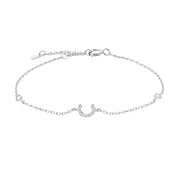 Mini Crystal Initial Bracelet - Silver