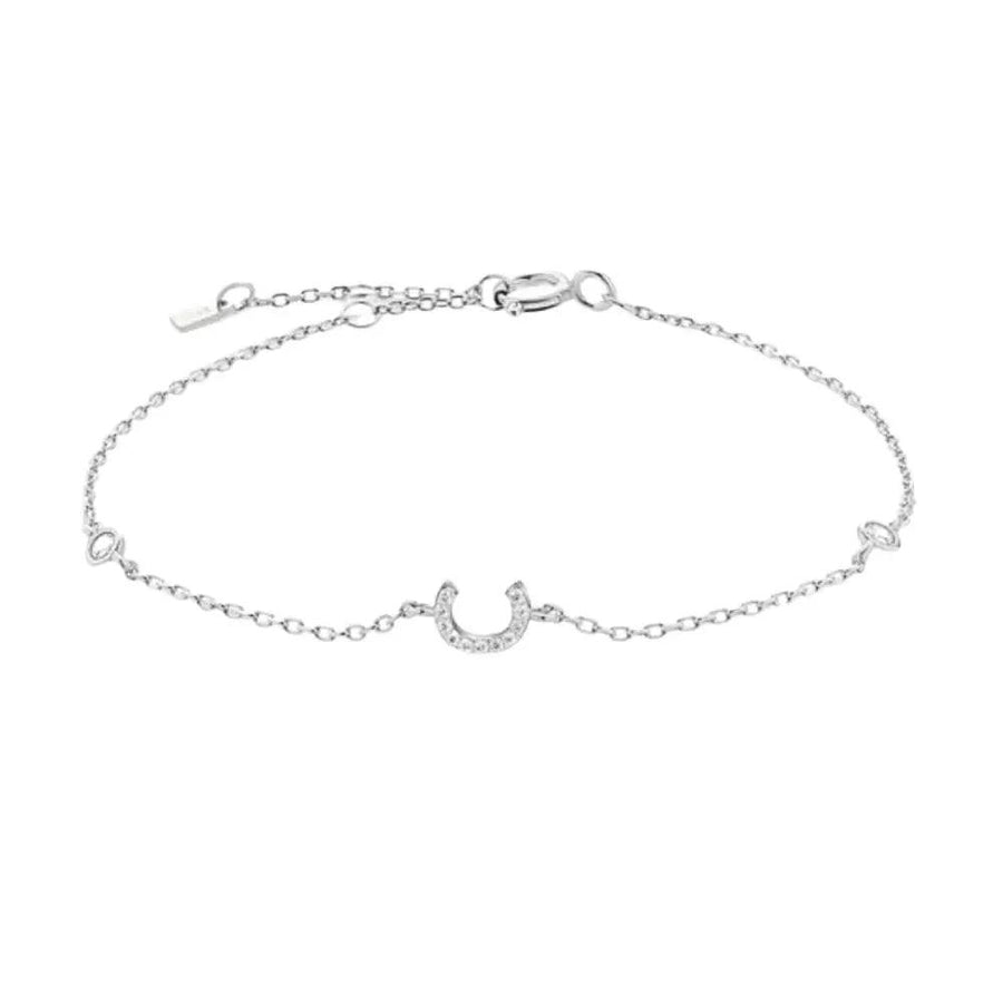 Mini Crystal Initial Bracelet - Silver