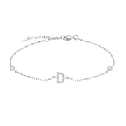 Mini Crystal Initial Bracelet - Silver