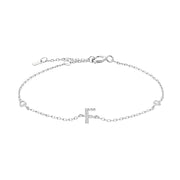 Mini Crystal Initial Bracelet - Silver