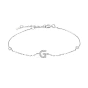 Mini Crystal Initial Bracelet - Silver