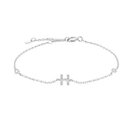 Mini Crystal Initial Bracelet - Silver
