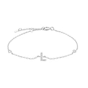 Mini Crystal Initial Bracelet - Silver