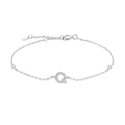Mini Crystal Initial Bracelet - Silver