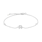 Mini Crystal Initial Bracelet - Silver