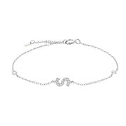 Mini Crystal Initial Bracelet - Silver