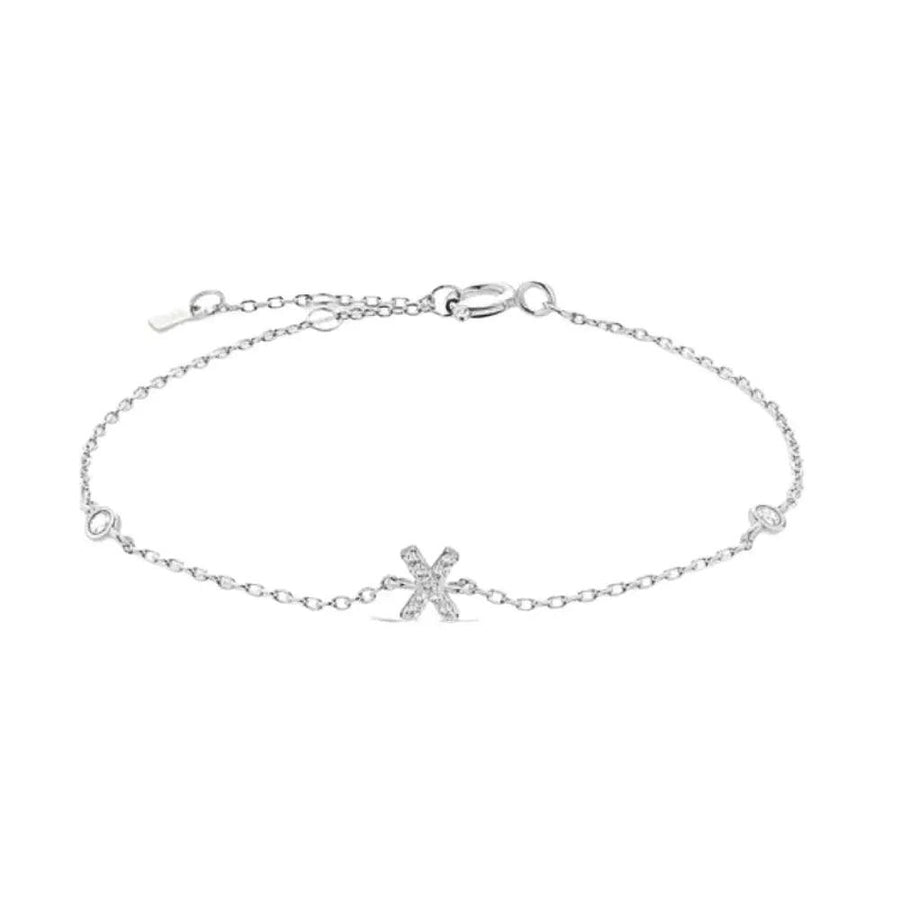 Mini Crystal Initial Bracelet - Silver