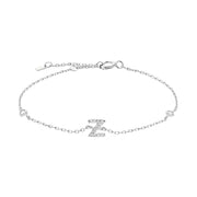 Mini Crystal Initial Bracelet - Silver