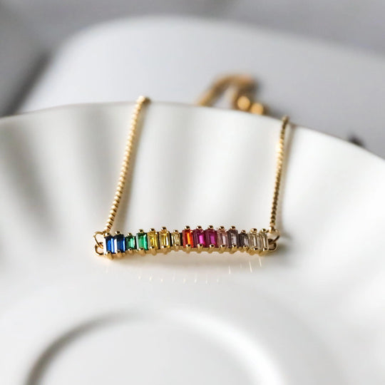 Rainbow Baguette Adjustable Bracelet