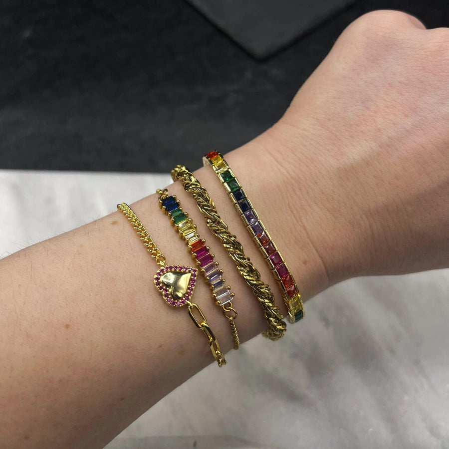 Rainbow Baguette Adjustable Bracelet
