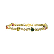 Rainbow Crystal Heart Bracelet