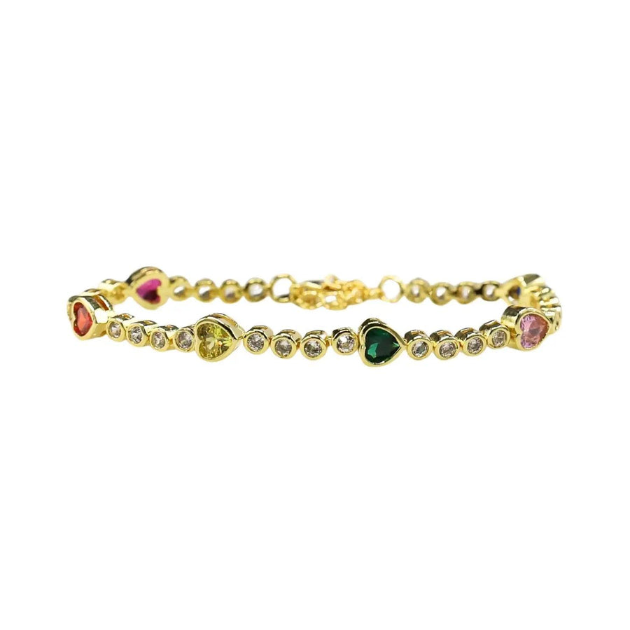 Rainbow Crystal Heart Bracelet
