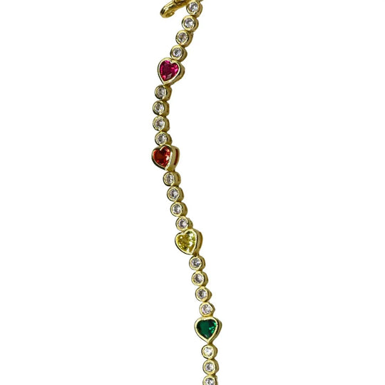 Rainbow Crystal Heart Bracelet