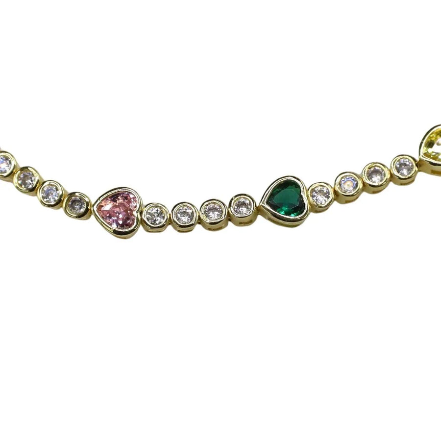 Rainbow Crystal Heart Bracelet
