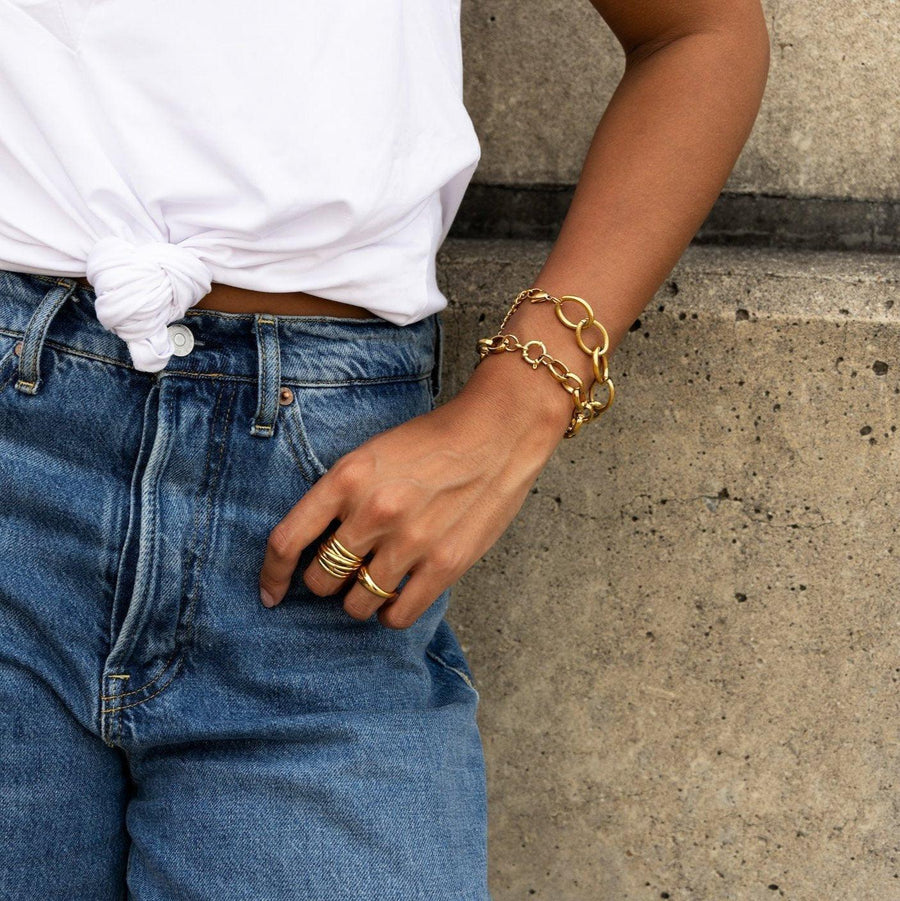 Round Link Bracelet- Gold