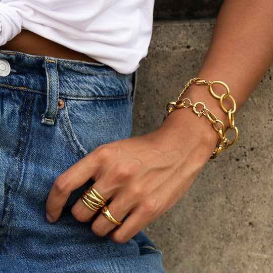 Round Link Bracelet- Gold