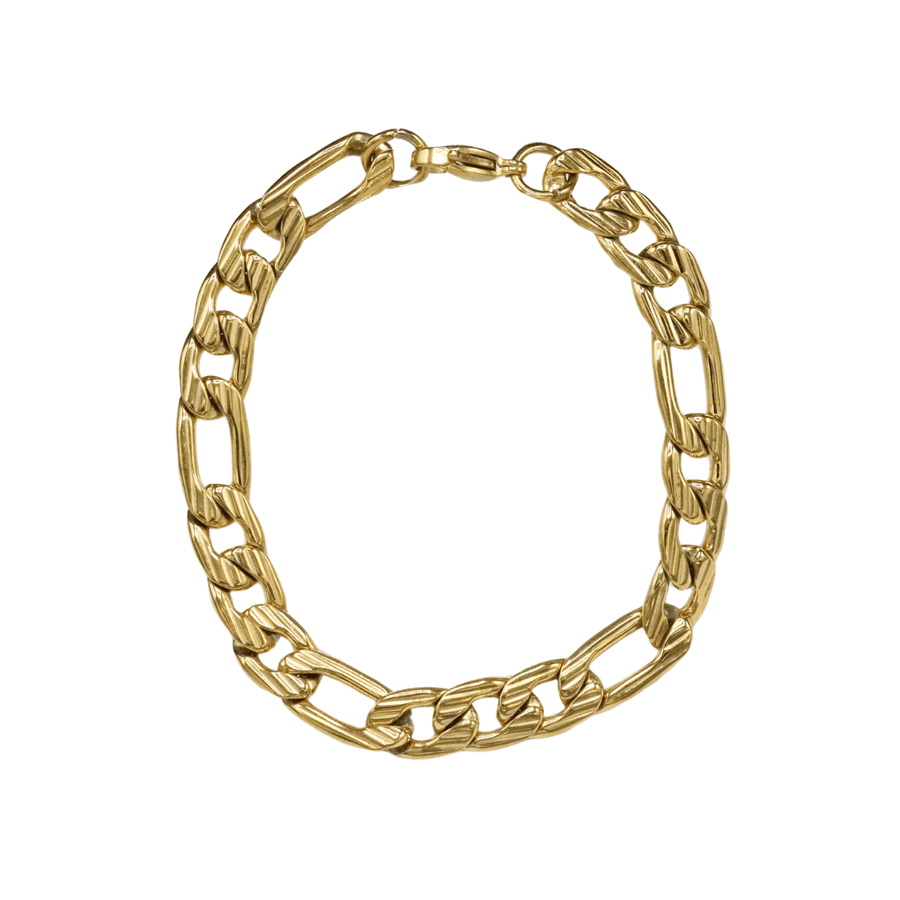 Thick Figaro Bracelet- Gold