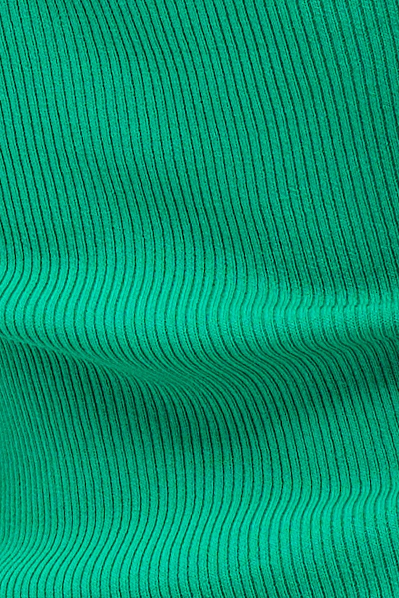 Green Round Neck Rib Knit Tank Top
