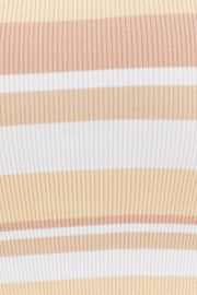 Stripe Knit Top Sleeveless Crop Round Neck