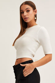 White Knit Top Short Sleeve