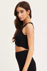 Black Knit Top Sleeveless Crop