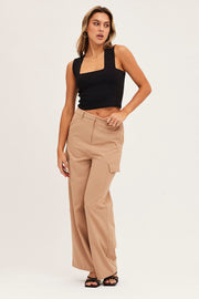 Black Knit Top Sleeveless Crop Square Neck