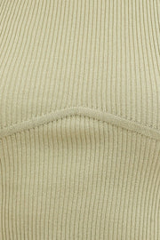 Green Knit Top Sleeveless Crop Round Neck
