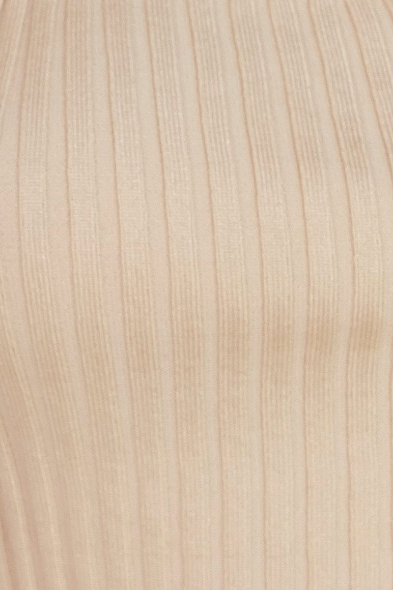 Beige Knit Top Sleeveless Crop