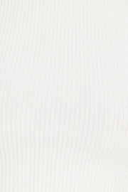 White Knit Top Ribbed High Neck