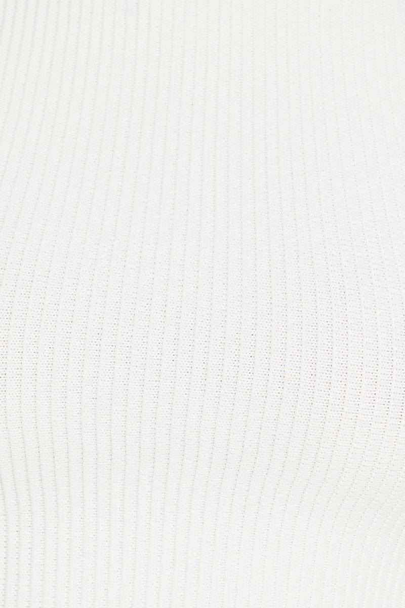 White Knit Top Ribbed High Neck