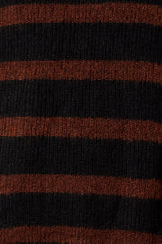 Brown Stripe Knit Jumper Dress Mini