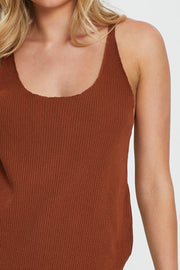 Brown Knit Top V-Neck