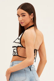 White Butterfly Knit Top Backless