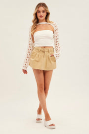 White Crochet Knit Top