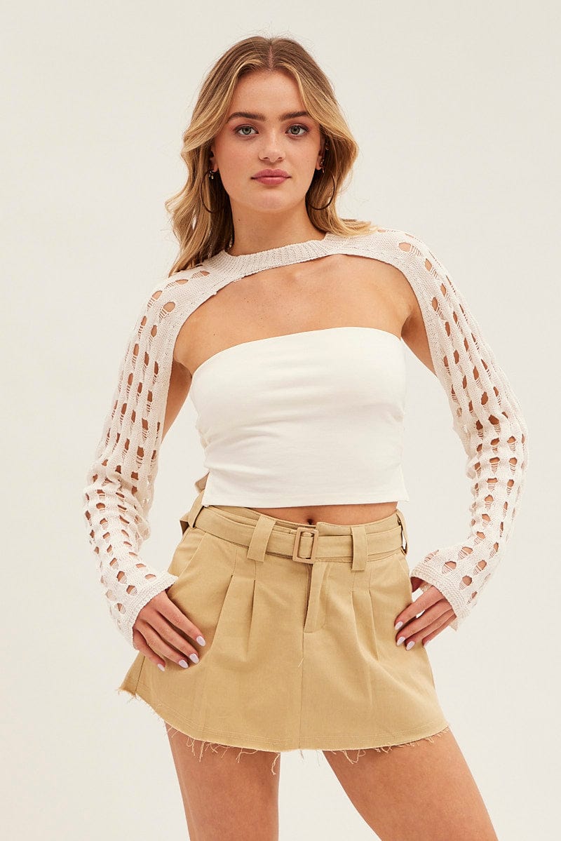 White Crochet Knit Top