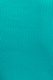 Green Knit Top Long Sleeve Crop Collared