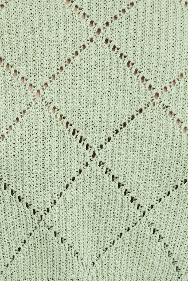 Green Knit Jumper Long Sleeve Crew Neck
