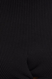 Black Knit Top Long Sleeve Crop