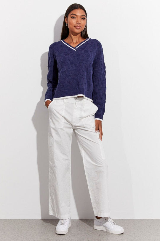 Blue Sweater Long sleeve V neck