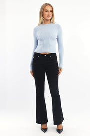 Blue Cable Knit Top Long Sleeve